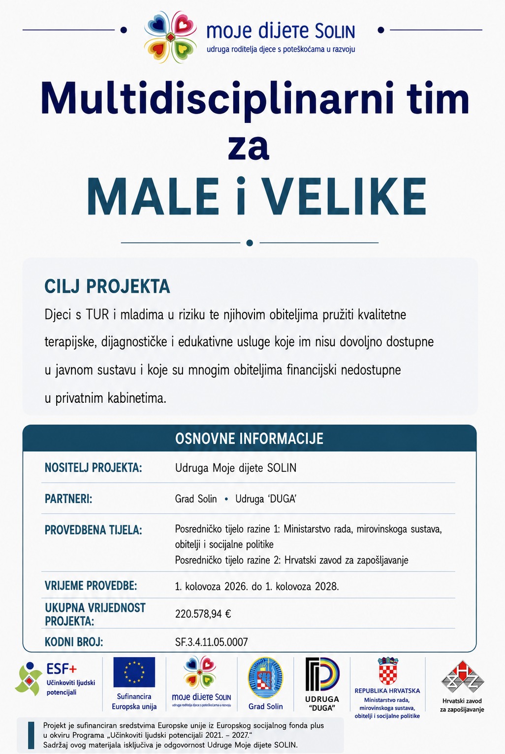 Plakat projekta Multidisciplinarni tim za MALE i VELIKE